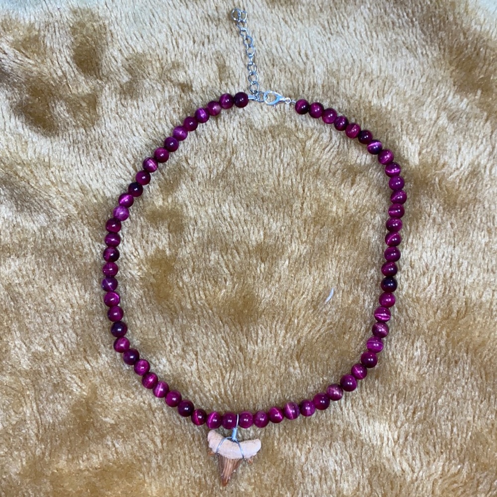 Pink tigers eye necklace